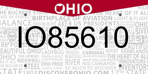 IO85610 Ohio License Plate