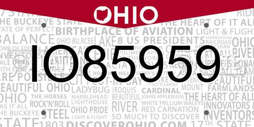 IO85959 Ohio License Plate