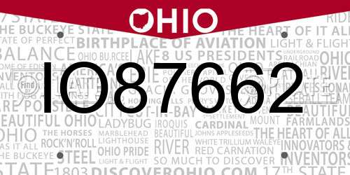 IO87662 Ohio License Plate