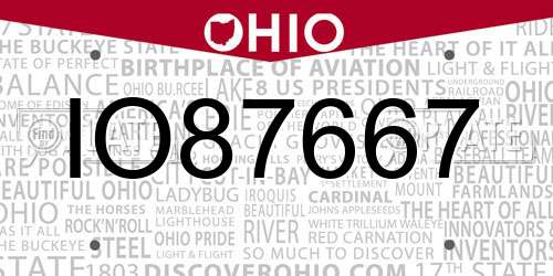 IO87667 Ohio License Plate
