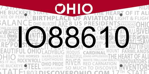 IO88610 Ohio License Plate