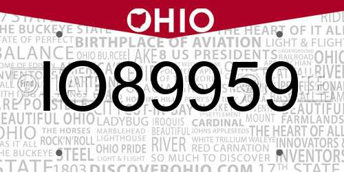 IO89959 Ohio License Plate