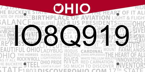IO8Q919 Ohio License Plate