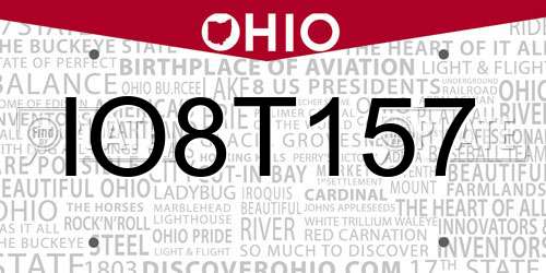 IO8T157 Ohio License Plate