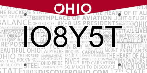 IO8Y5T Ohio License Plate