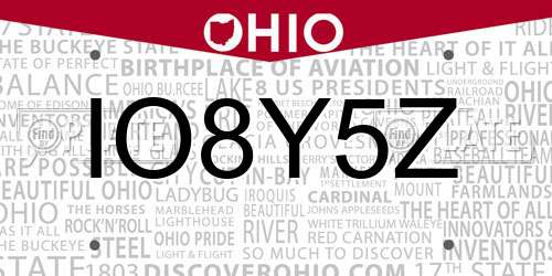 IO8Y5Z Ohio License Plate