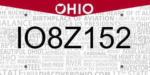 IO8Z152 Ohio License Plate