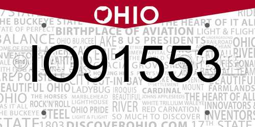 IO91553 Ohio License Plate