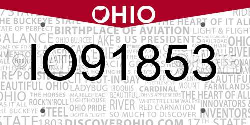 IO91853 Ohio License Plate