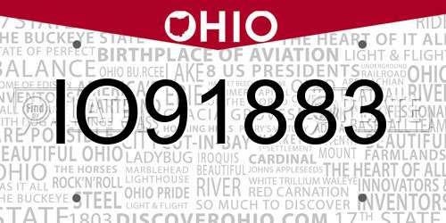 IO91883 Ohio License Plate