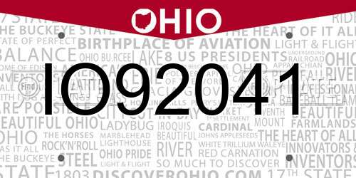 IO92041 Ohio License Plate