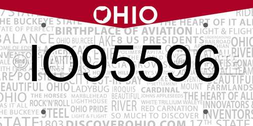 IO95596 Ohio License Plate