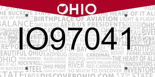 IO97041 Ohio License Plate