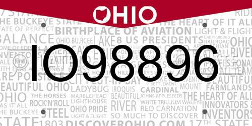 IO98896 Ohio License Plate