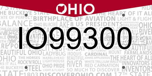IO99300 Ohio License Plate