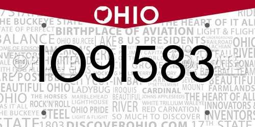 IO9I583 Ohio License Plate