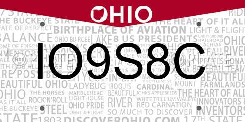 IO9S8C Ohio License Plate
