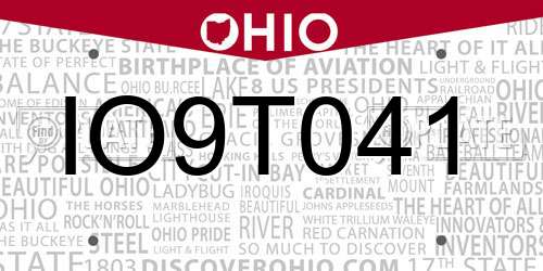 IO9T041 Ohio License Plate