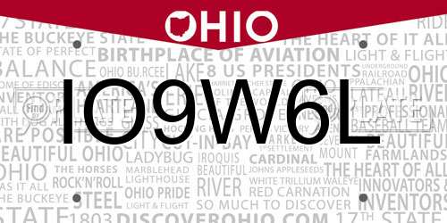 IO9W6L Ohio License Plate