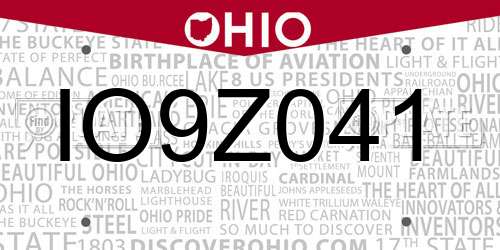 IO9Z041 Ohio License Plate