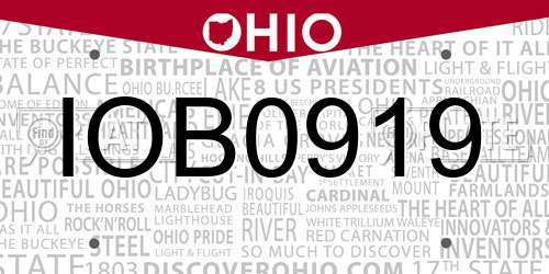 IOB0919 Ohio License Plate