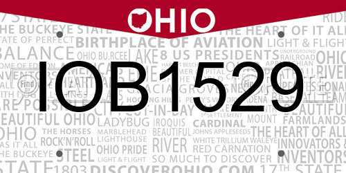 IOB1529 Ohio License Plate