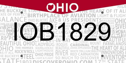 IOB1829 Ohio License Plate