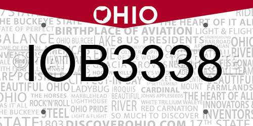 IOB3338 Ohio License Plate