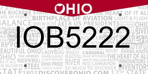IOB5222 Ohio License Plate
