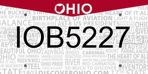 IOB5227 Ohio License Plate