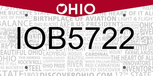 IOB5722 Ohio License Plate
