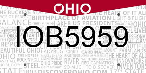 IOB5959 Ohio License Plate