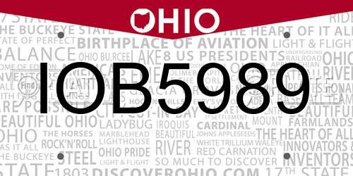 IOB5989 Ohio License Plate