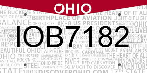 IOB7182 Ohio License Plate