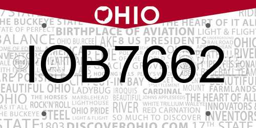 IOB7662 Ohio License Plate