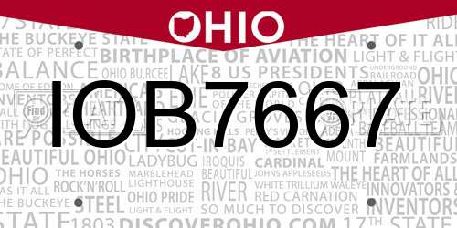 IOB7667 Ohio License Plate