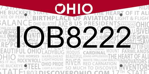 IOB8222 Ohio License Plate