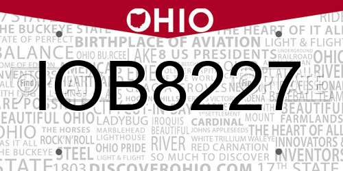 IOB8227 Ohio License Plate