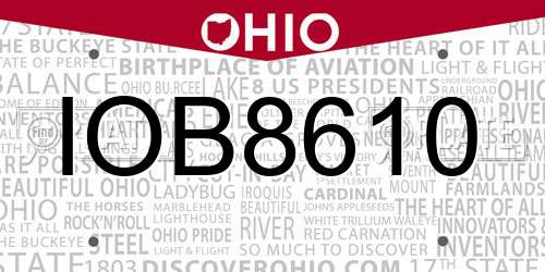 IOB8610 Ohio License Plate