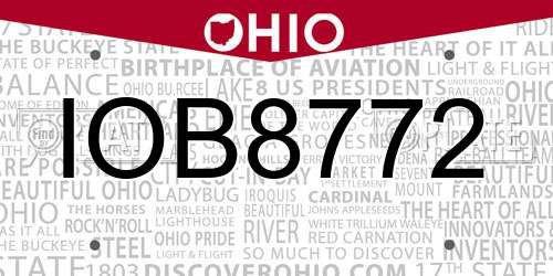 IOB8772 Ohio License Plate