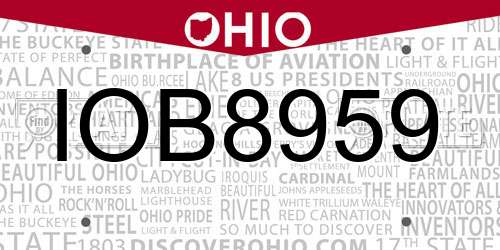 IOB8959 Ohio License Plate