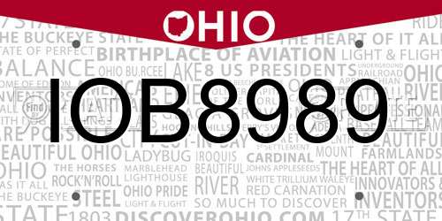 IOB8989 Ohio License Plate