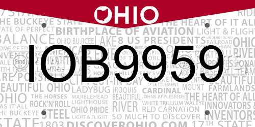 IOB9959 Ohio License Plate