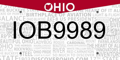 IOB9989 Ohio License Plate