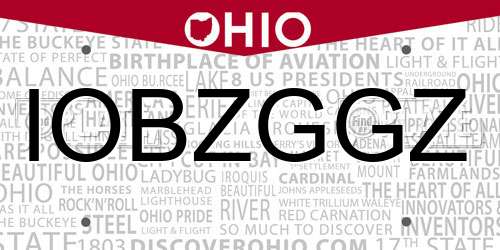 IOBZGGZ Ohio License Plate
