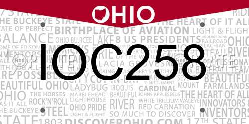 IOC258 Ohio License Plate