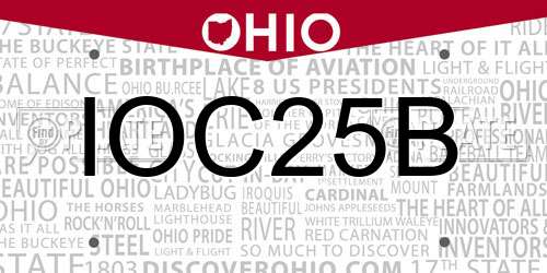 IOC25B Ohio License Plate