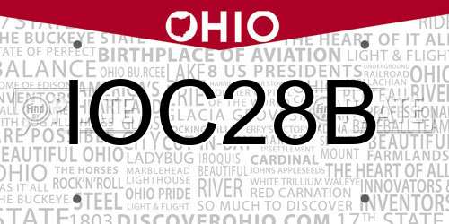 IOC28B Ohio License Plate