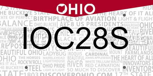 IOC28S Ohio License Plate