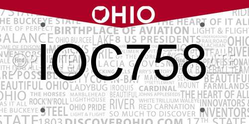 IOC758 Ohio License Plate